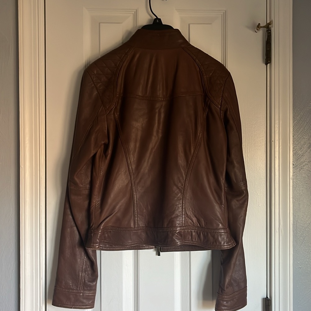 Black Rivet Brown Leather Jacket - Picture 5 of 8
